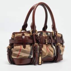 مملوكة مسبقًا Burberry Brown/Beige House Check Canvas and Leather Rowan Satchel