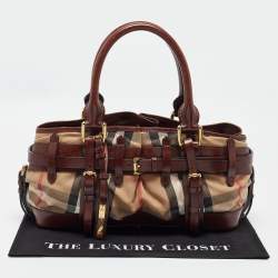 مملوكة مسبقًا Burberry Brown/Beige House Check Canvas and Leather Rowan Satchel