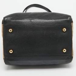 مملوكة مسبقًا Burberry Black/Beige House Check Fabric and Leather Small Canterbury Tote