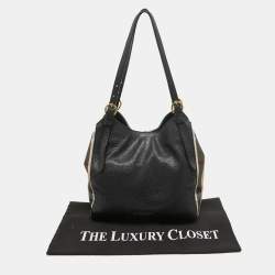 مملوكة مسبقًا Burberry Black/Beige House Check Fabric and Leather Small Canterbury Tote
