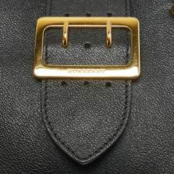 مملوكة مسبقًا Burberry Black Leather Buckle Flap Tote