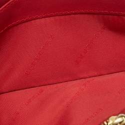 Pre Owned Burberry Red/Beige House Check Coated Canvas and Patent Leather Flap Continental Wallet