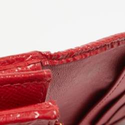 Pre Owned Burberry Red/Beige House Check Coated Canvas and Patent Leather Flap Continental Wallet