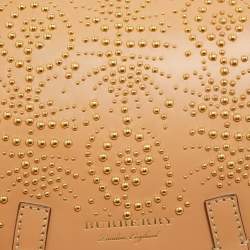 مملوكة مسبقًا Burberry Tan/Beige Leather and Hypermarket Coated Canvas Studded Bridle Bag