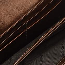 Pre Owned Burberry Beige/Metallic Nova Check PVC,Leather and Suede Flap Continental Wallet