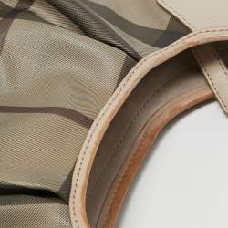 Pre Owned Burberry Smoked Check Coated Canvas and Leather Small Brooklyn Hobo