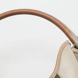 Pre Owned Burberry Smoked Check Coated Canvas and Leather Small Brooklyn Hobo