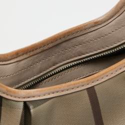 Pre Owned Burberry Smoked Check Coated Canvas and Leather Small Brooklyn Hobo