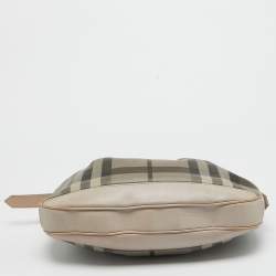 Pre Owned Burberry Smoked Check Coated Canvas and Leather Small Brooklyn Hobo