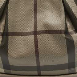 Pre Owned Burberry Smoked Check Coated Canvas and Leather Small Brooklyn Hobo