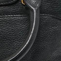 Pre Owned Burberry Black Leather Padlock Flap Satchel 