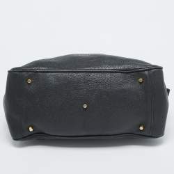 Pre Owned Burberry Black Leather Padlock Flap Satchel 