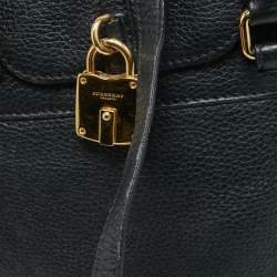 Pre Owned Burberry Black Leather Padlock Flap Satchel 