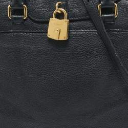 Pre Owned Burberry Black Leather Padlock Flap Satchel 