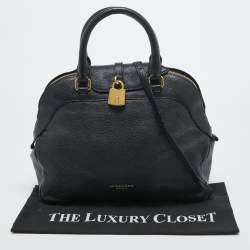 Pre Owned Burberry Black Leather Padlock Flap Satchel 