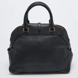 Pre Owned Burberry Black Leather Padlock Flap Satchel 