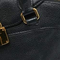 Pre Owned Burberry Black Leather Padlock Flap Satchel 