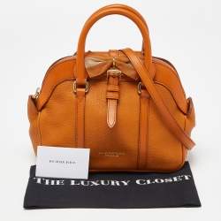 Pre Owned حقيبة ساتشل بربري جلد برتقالي بفيونكة