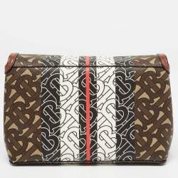 مملوكة مسبقًا حقيبة كروس بربري هاكبيري كانفاس مونوغرامي TB بني وجلد