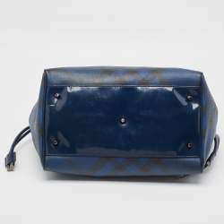 Pre Owned Burberry Blue Ombre Supernova Check PVC Bilmore Tote
