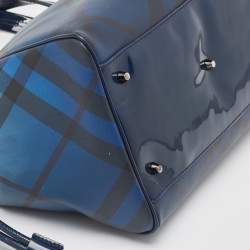 Pre Owned Burberry Blue Ombre Supernova Check PVC Bilmore Tote