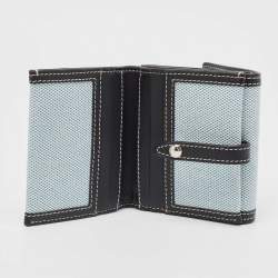 Burberry Blue/Black Canvas and Leather Luna Compact Wallet