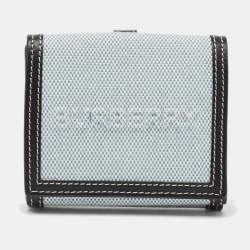 Burberry Blue/Black Canvas and Leather Luna Compact Wallet