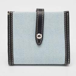 Burberry Blue/Black Canvas and Leather Luna Compact Wallet