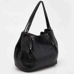 Pre Owned Burberry Black Grained Leather Medium Maidstone Tote