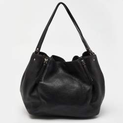Pre Owned Burberry Black Grained Leather Medium Maidstone Tote
