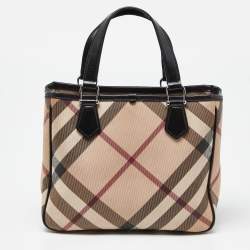 مملوكة مسبقًا Burberry Beige/Black Super Nova Check PVC and Patent Leather Tote