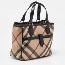 مملوكة مسبقًا Burberry Beige/Black Super Nova Check PVC and Patent Leather Tote