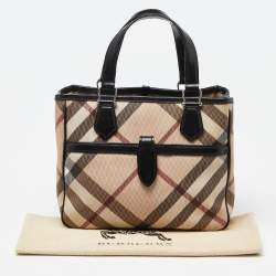 مملوكة مسبقًا Burberry Beige/Black Super Nova Check PVC and Patent Leather Tote