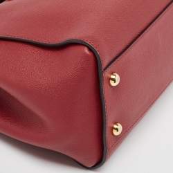 Pre Owned Burberry Red Leather Buckle Tote