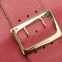 Pre Owned Burberry Red Leather Buckle Tote