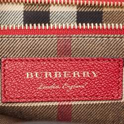 Pre Owned Burberry Red Leather Buckle Tote