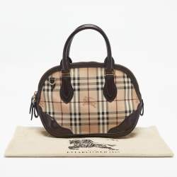 Burberry Beige/Dark Brown House Check Coated Canvas and Leather Orchard Bag