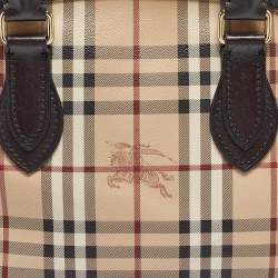 Burberry Beige/Dark Brown House Check Coated Canvas and Leather Orchard Bag