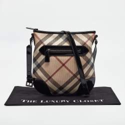 مملوكة مسبقًا Burberry Black/Beige Supernova Check PVC and Patent Leather Dryden Crossbody Bag