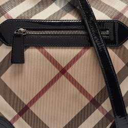 مملوكة مسبقًا Burberry Black/Beige Supernova Check PVC and Patent Leather Dryden Crossbody Bag