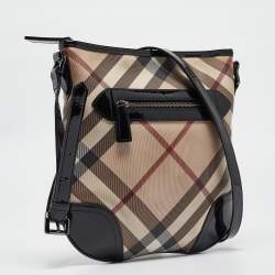 مملوكة مسبقًا Burberry Black/Beige Supernova Check PVC and Patent Leather Dryden Crossbody Bag