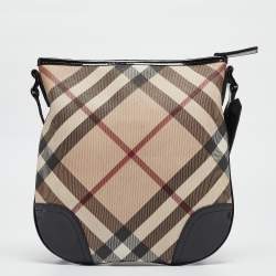 مملوكة مسبقًا Burberry Black/Beige Supernova Check PVC and Patent Leather Dryden Crossbody Bag