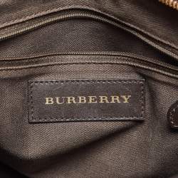 Pre Owned Burberry Choco Brown/Beige Haymarket Check Coated Canvas and Leather Minford Satchel