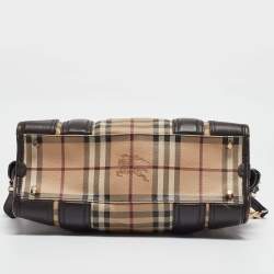 Pre Owned Burberry Choco Brown/Beige Haymarket Check Coated Canvas and Leather Minford Satchel