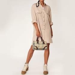 Burberry Brown/Beige Haymarket Coated Canvas and Leather Chester Bowler Bag