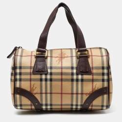 Burberry Brown/Beige Haymarket Coated Canvas and Leather Chester Bowler Bag