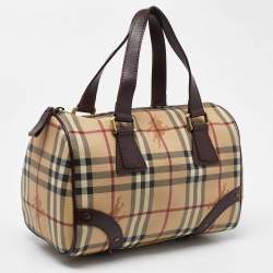 Burberry Brown/Beige Haymarket Coated Canvas and Leather Chester Bowler Bag