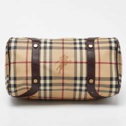 Burberry Brown/Beige Haymarket Coated Canvas and Leather Chester Bowler Bag