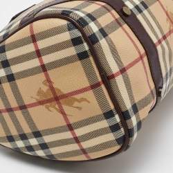 Burberry Brown/Beige Haymarket Coated Canvas and Leather Chester Bowler Bag