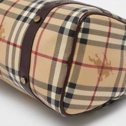 Burberry Brown/Beige Haymarket Coated Canvas and Leather Chester Bowler Bag